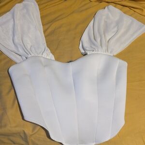 AKIRA White Strapless Top